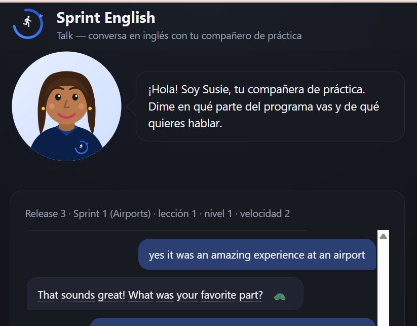 Sprint English Talk: Susie, tu compañera de práctica, en una conversación